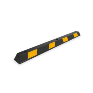 Rubber wheel stop - black with yellow panels