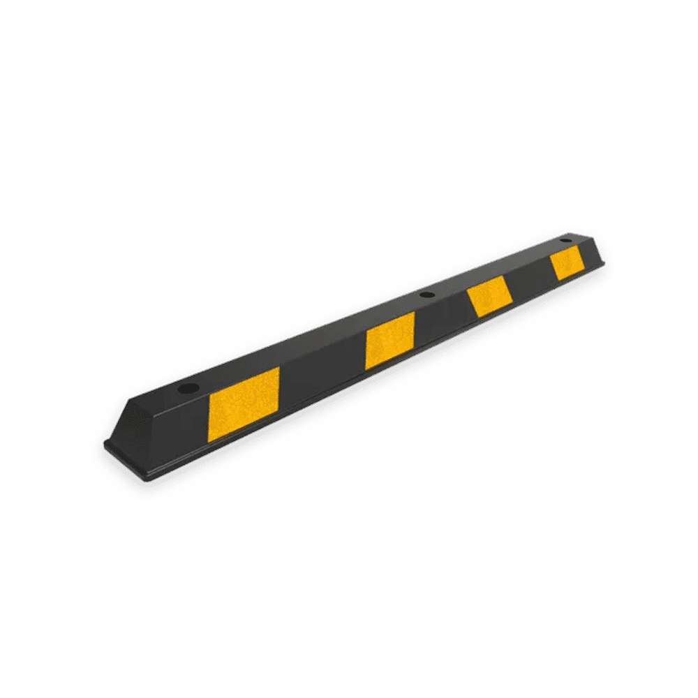 Rubber wheel stop – black with yellow panels