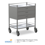 Three Drawer Instrument Stainless Steel Trolley