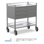 Three Drawer Instrument Stainless Steel Trolley