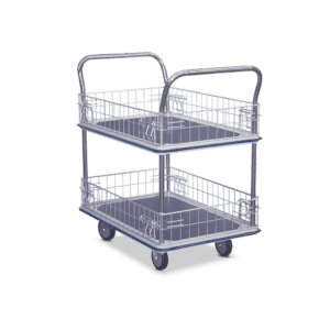 Sitepro Small 2 Tier Platform Trolley with Wire Sides, Dimension 740 x 480mm