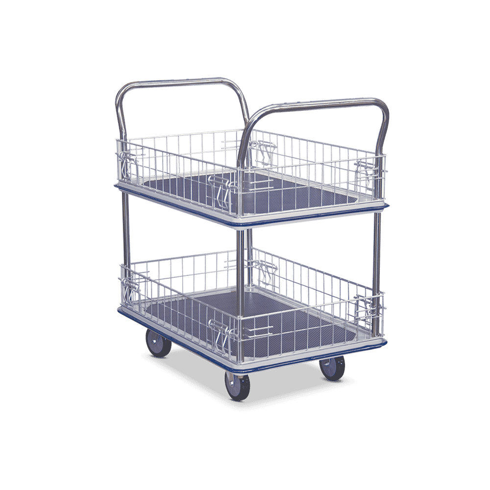 Sitepro Small 2 Tier Platform Trolley with Wire Sides – 740 x 480mm