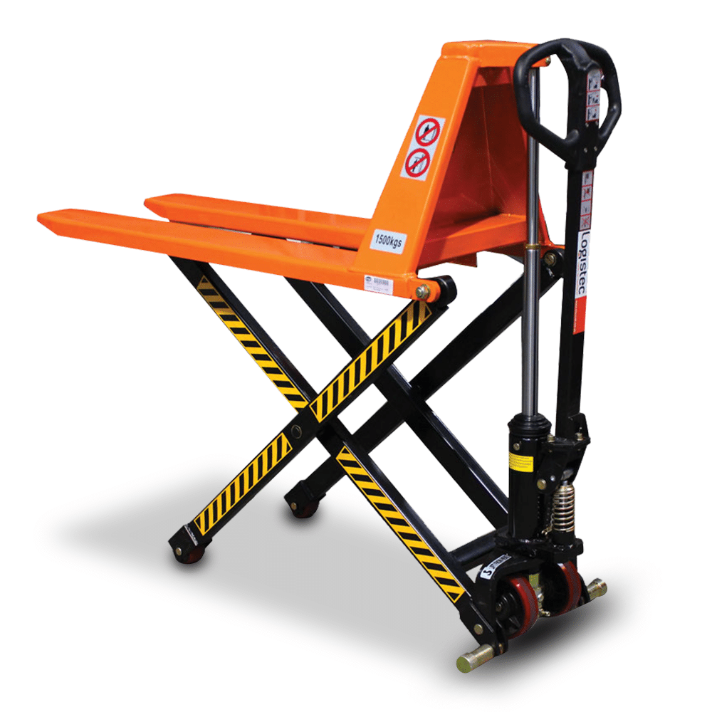 Logistec Manual High Lift Pallet trucks Skid Lifter 1000kg Load Capacity 800mm Lift Height 520/685 width Options