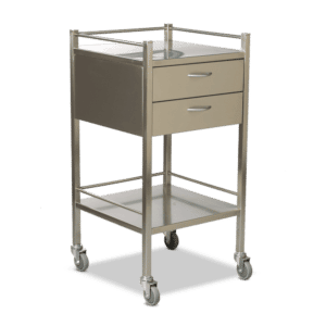 Stainless Steel Double Drawer Instrument Trolley