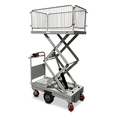 Electric Scissor Lift Trolley Cage on Platform 400kg Load Capacity 1600mm Lift Height
