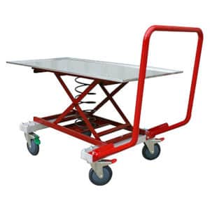 Lightweight ergonomic self levelling trolley. Features a spring which expands/compresses when loaded/unloaded