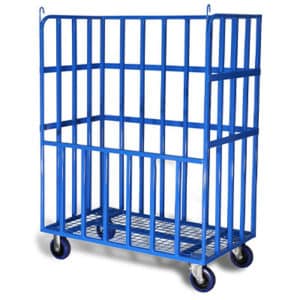 Linen trolly designed to accept industry linen storage bags. Features mesh base for easy cleaning